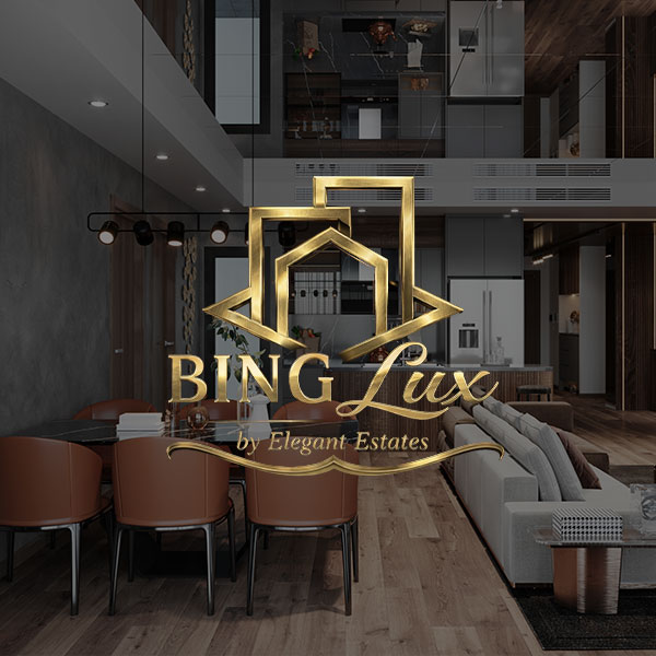 Luxury modern dining and living room with open-plan kitchen